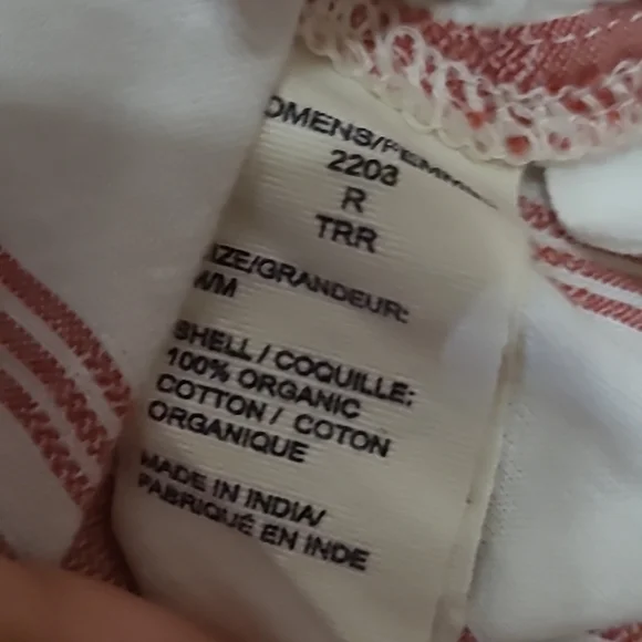 WOOLRICH Dark Pink White Striped Green Embroidered Top organic cotton Medium - Picture 7 of 8